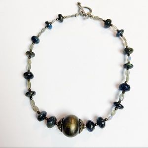 Saki 925 labradorite silver brass beaded necklace